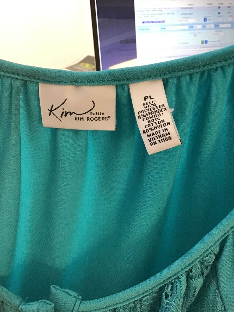 Kim Rogers Petite Turquoise Blouse