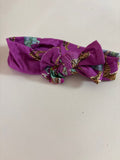 Purple Knotted Headband with Floral Print