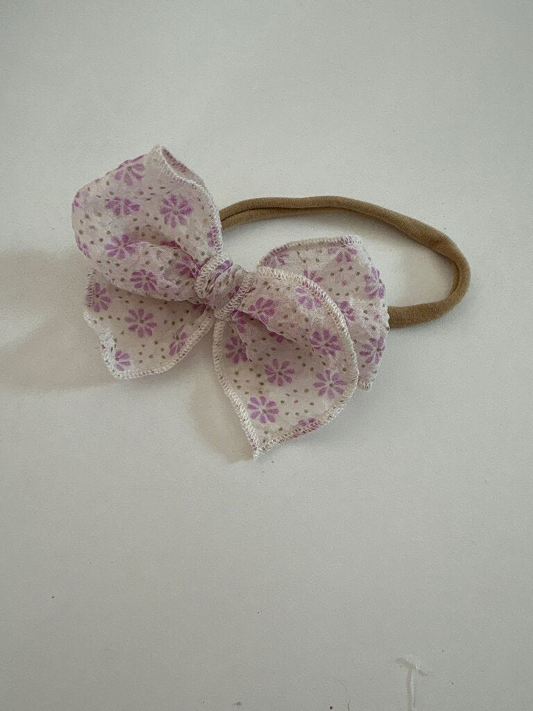 Floral Cotton Hair Bow Headband