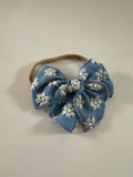 Blue Floral Hair Bow
