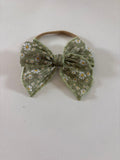 Floral Green Hair Bow Headband