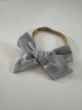 Gray Striped Hair Bow Headband