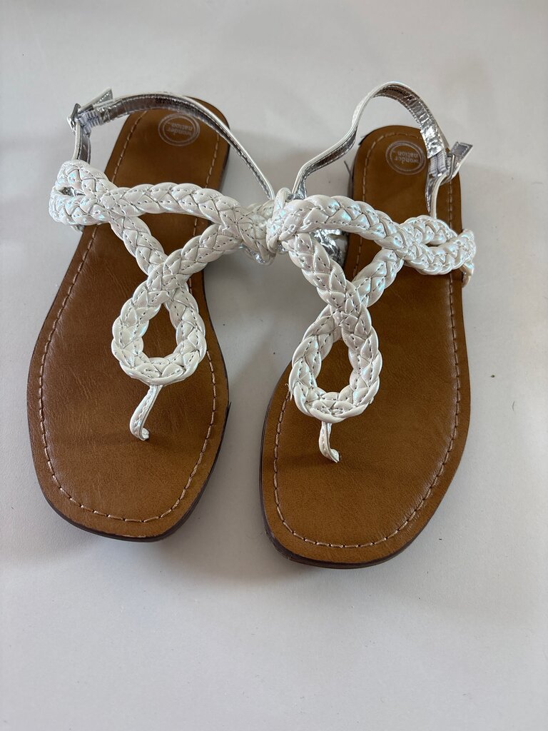 Wonder Nation Girls' White Braided Sandals