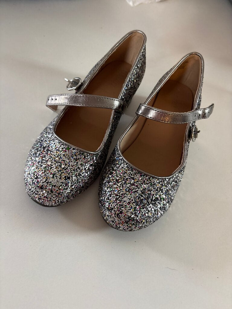 Girls Silver Glitter Mary Jane Shoes