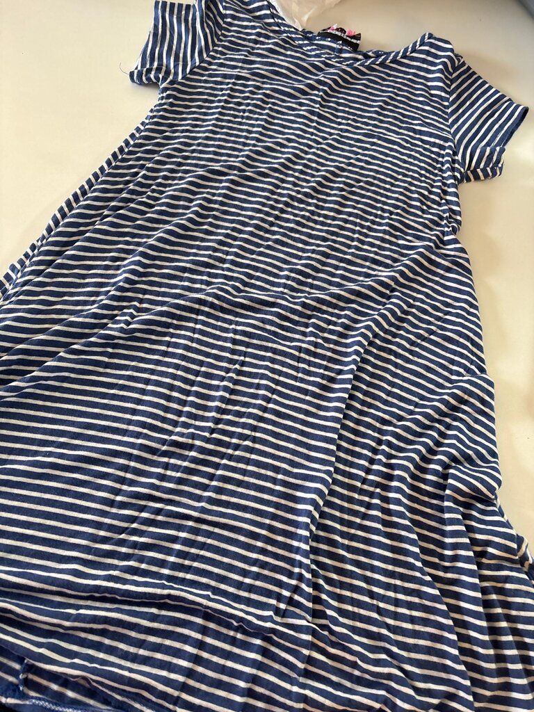 Blue and White Striped T-Shirt Dress