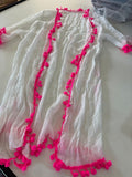 White Cover-Up with Pink Pom Poms