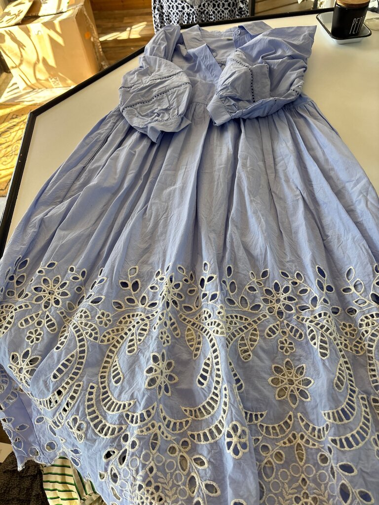 Entro Women's Light Blue Dress with Embroidery
