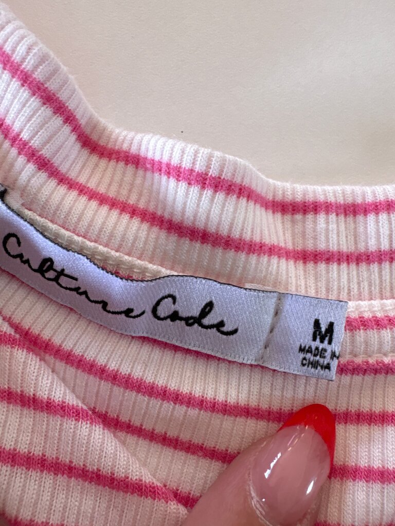 Cultrue Code Pink Striped Sleeveless Dress