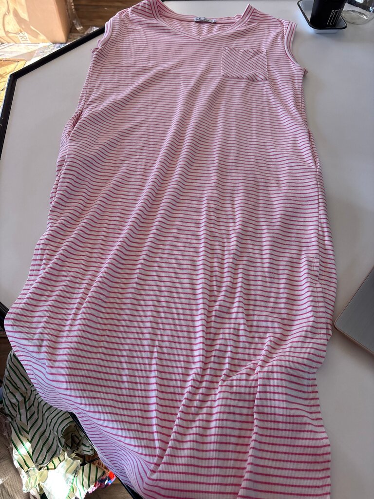 Cultrue Code Pink Striped Sleeveless Dress
