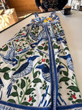 Blue Bird Print Summer Dress