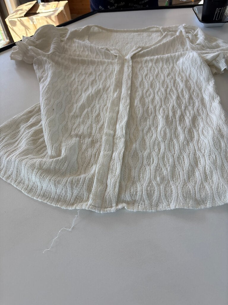 White Textured Button-Down Shirt