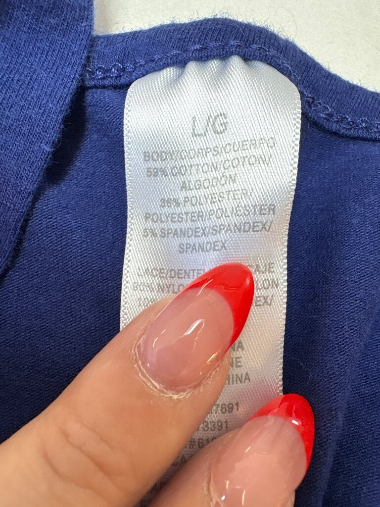 Lace Trimmed Blue Tank Top