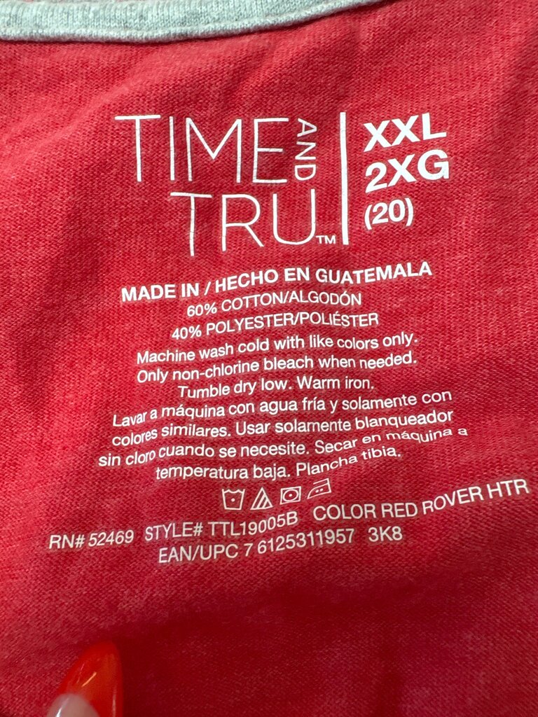 Time and Tru Red V-Neck T-Shirt