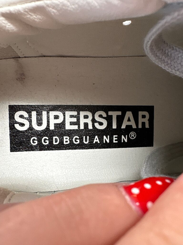 White and Silver Superstar Sneakers