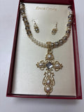 Erica Lyons Cross Necklace and Earring Set