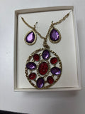Colorful Jewelry Set with Red and Purple Stones