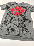 Gray Splatter Graphic T-Shirt with Paw Print