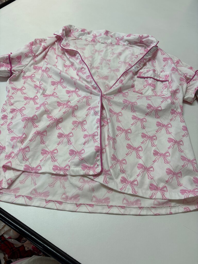 Pink Bow Pattern Short Sleeve Shirt