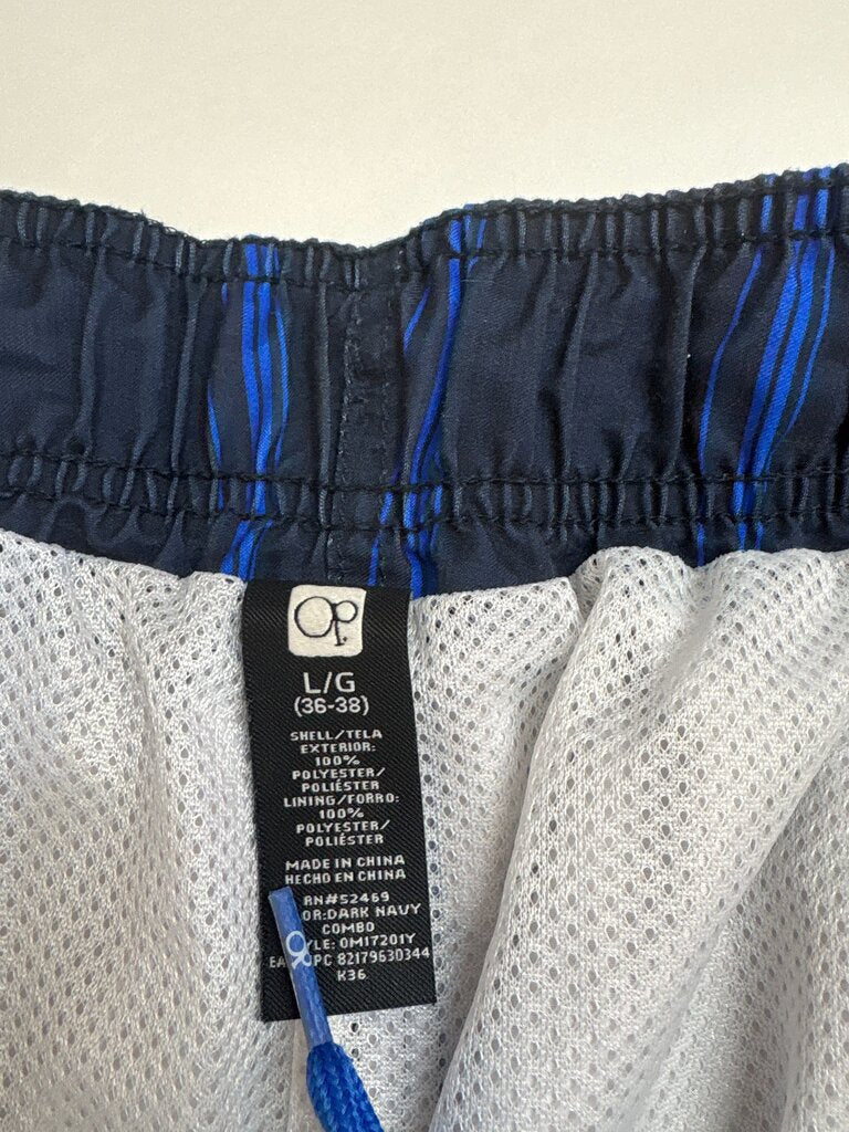 OP Boys' Swim Trunks with Blue Plaid Design