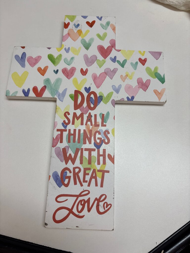 Colorful Heart Patterned Cross Wall Art