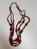 Multi-Strand Red Beaded Necklace