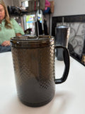 Diamond Pattern Plastic Tumbler with Straw