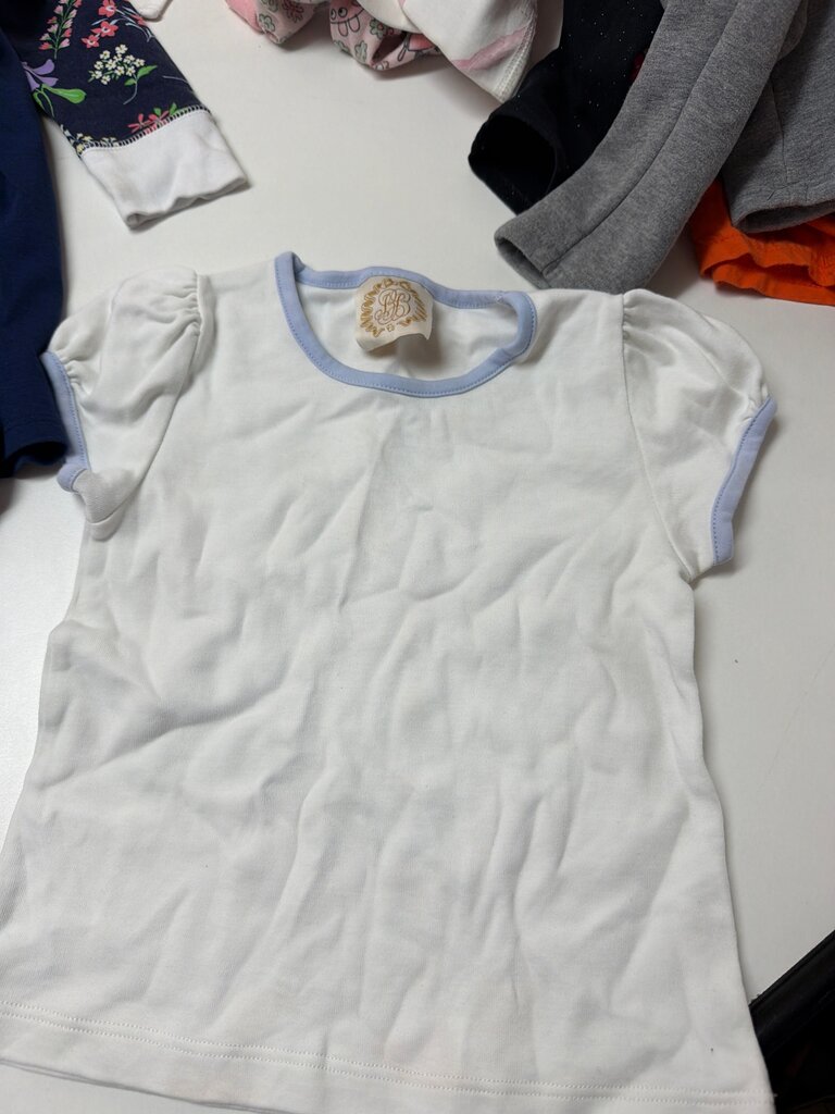 White Short Sleeve T-Shirt with Blue Trim