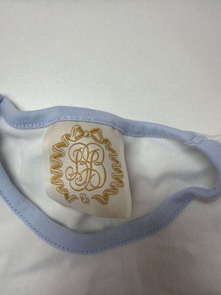 White Short Sleeve T-Shirt with Blue Trim