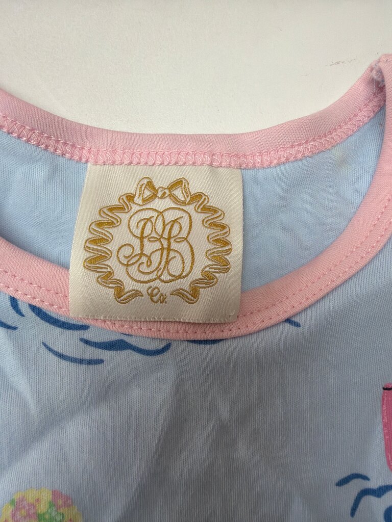 Girls' Blue Water Play Dress with Cartoon Dogs