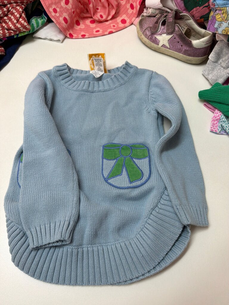 Blue Knit Sweater with Pocket
