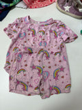 Girls Pink Rainbow Star Print Pajama Set