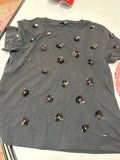 J.Crew Black Floral Embellished T-Shirt