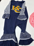 KC Brand Striped Sleeves Romper