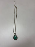 Teardrop Pendant Necklace with Green Stone