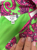 Crown & Ivy Green and Pink Print Top
