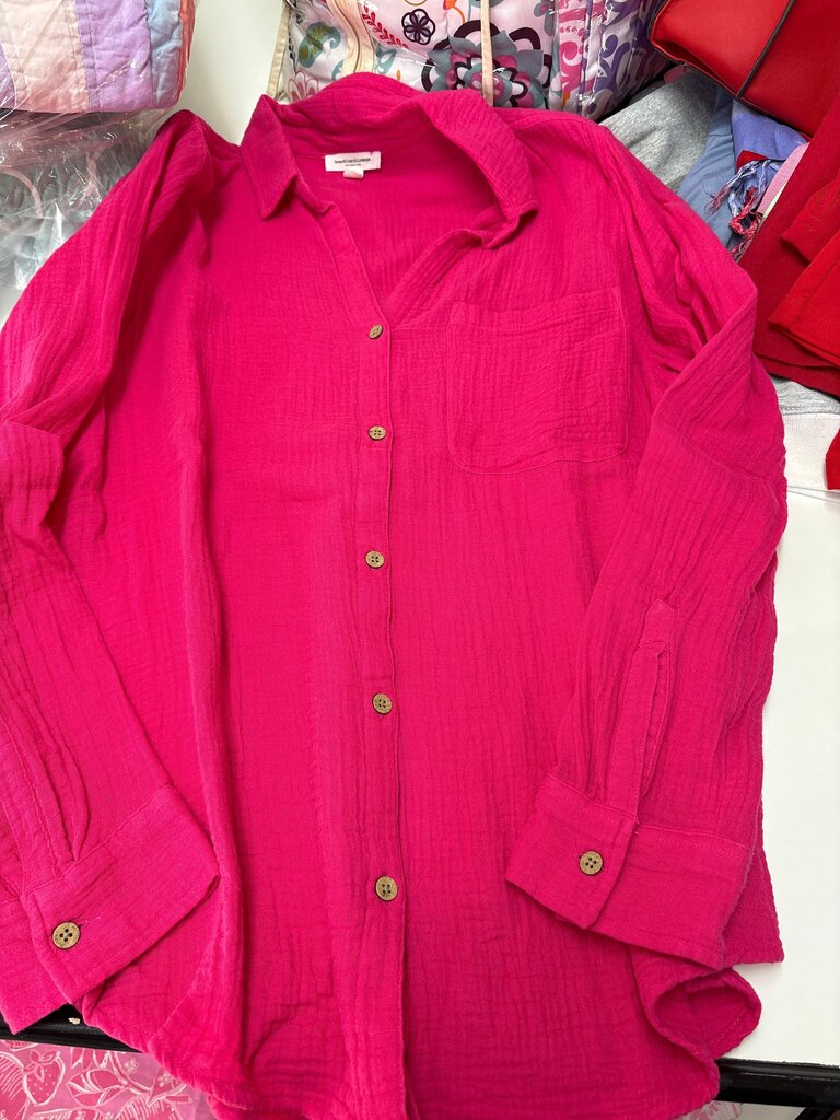 Beach Lunch Lounge Pink Button-Up Shirt
