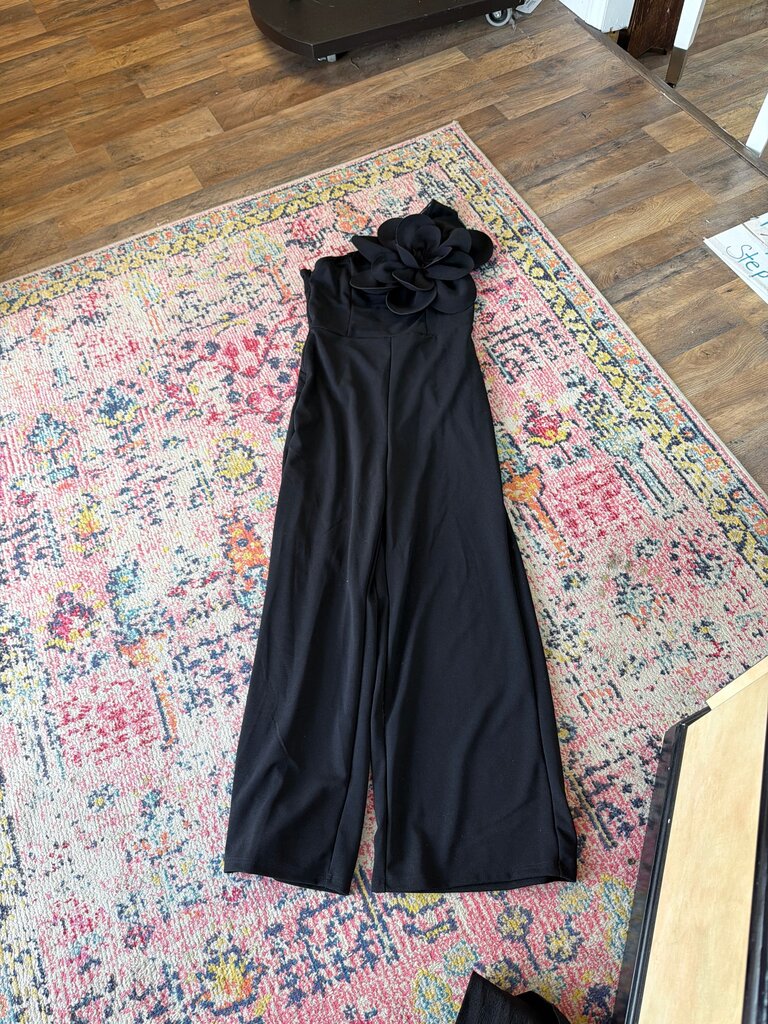 Black Jumpsuit with Floral Detail