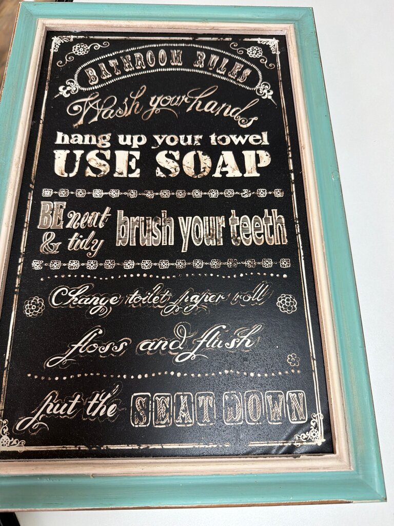 Bathroom Rules Framed Sign