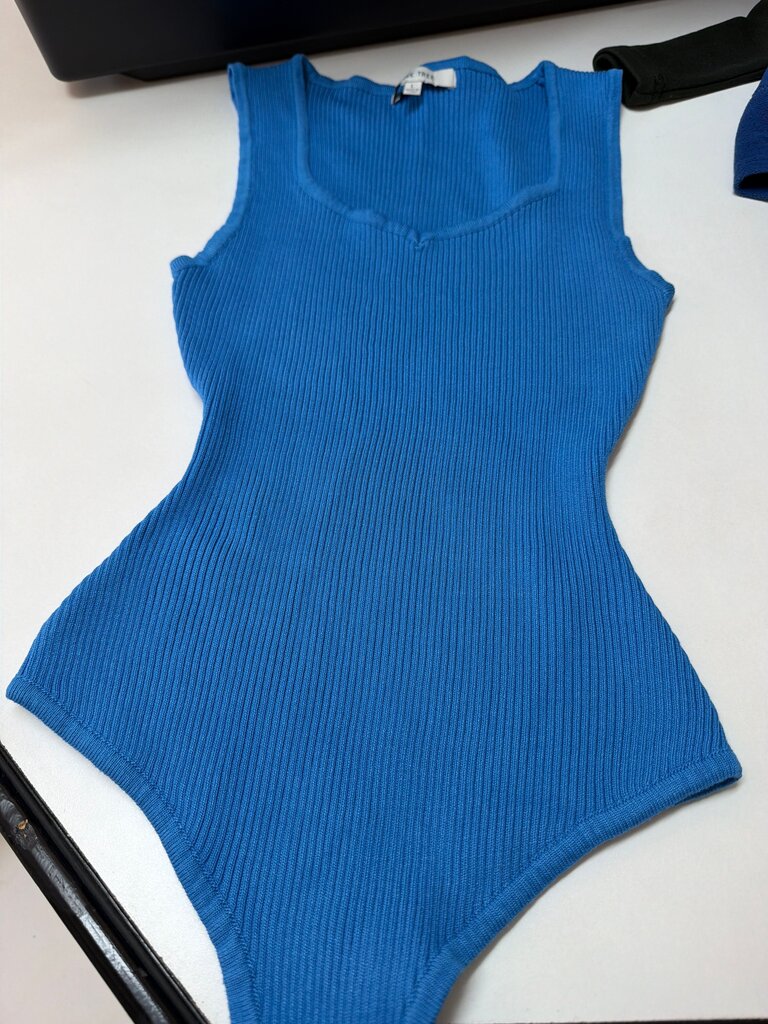 Love Tree Blue Ribbed Bodysuit
