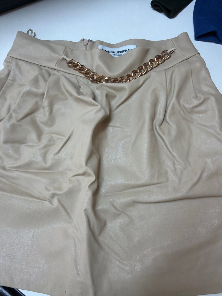 Amanda Uprichard Tan Faux Leather Skirt