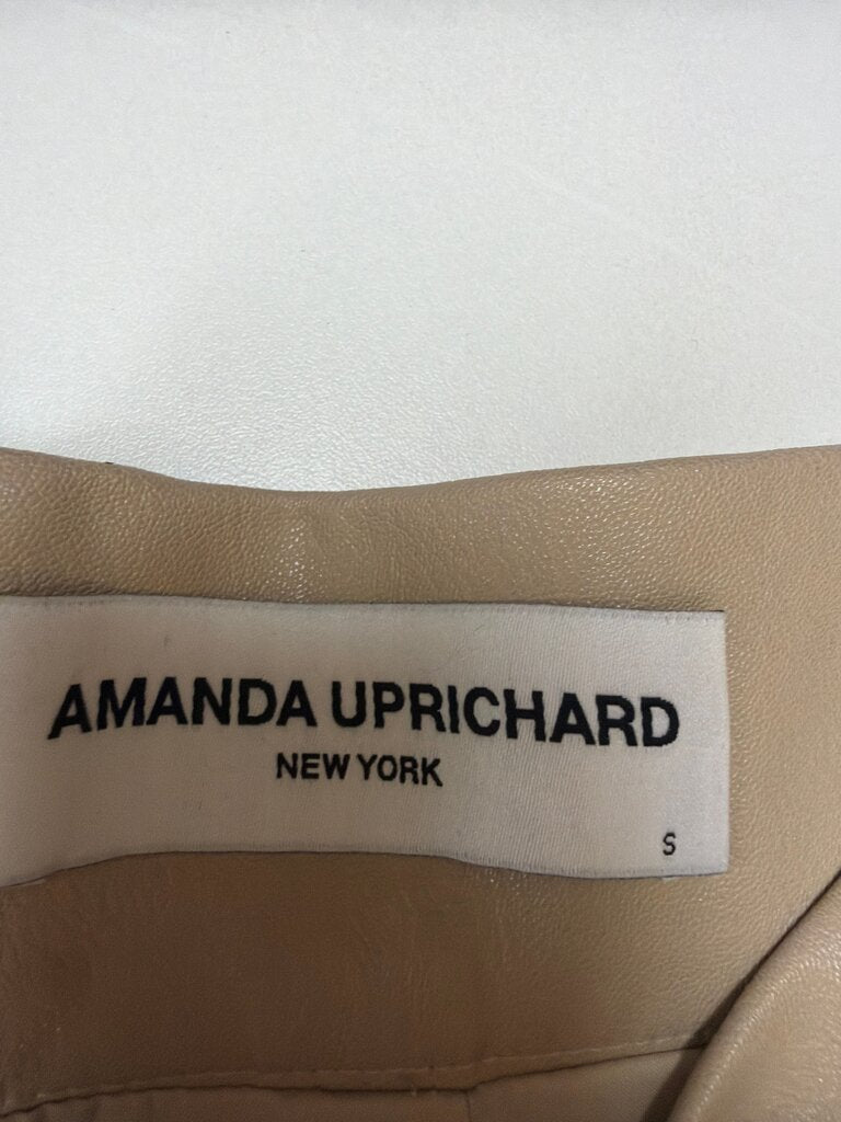 Amanda Uprichard Tan Faux Leather Skirt