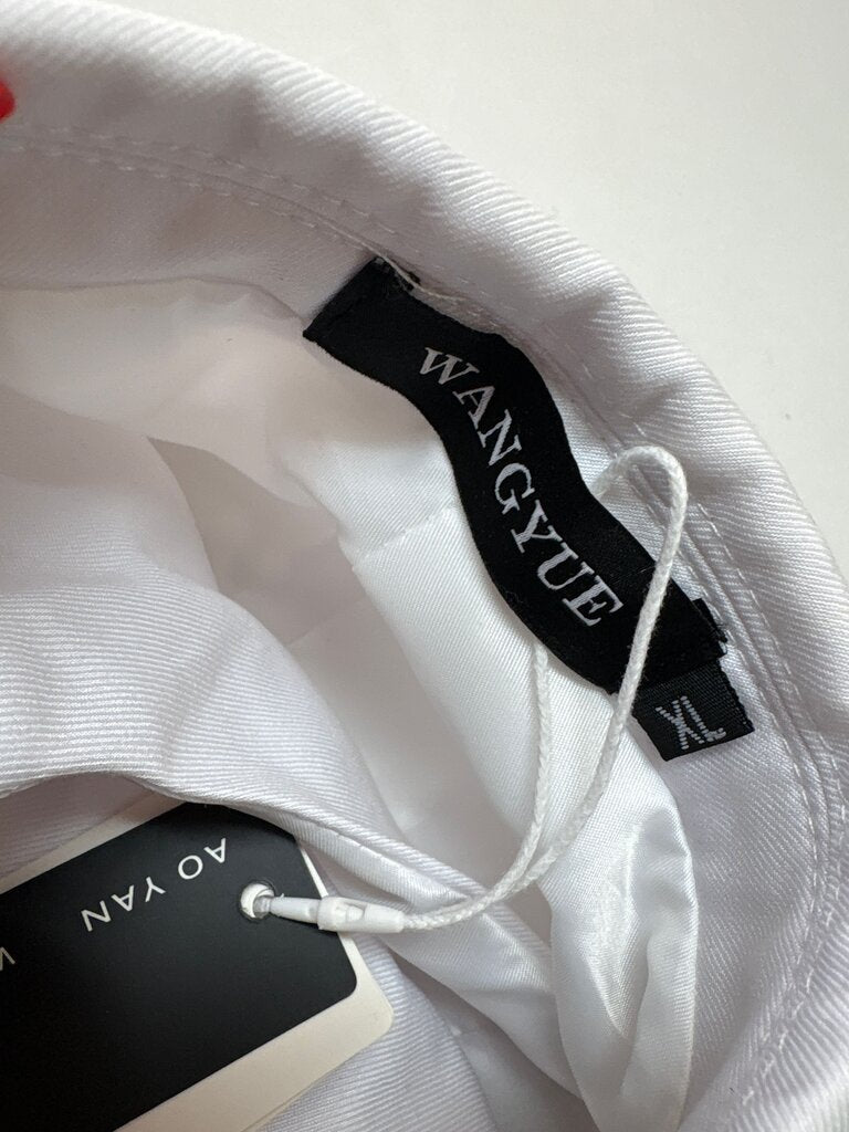 Wangyue White Tuxedo Jacket with Black Lapels