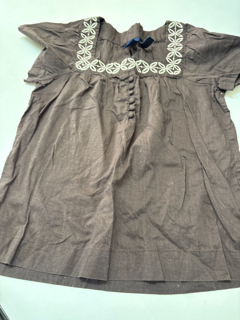 Basic Editions Brown Short Sleeve Top with Embroidery