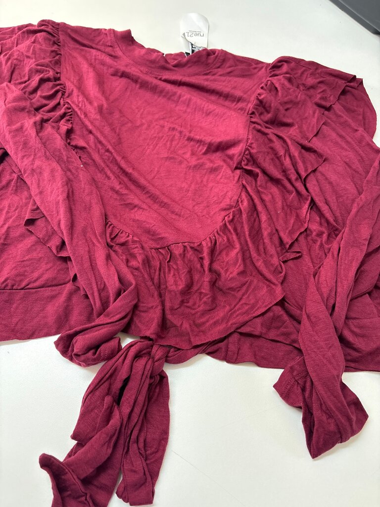 Rue21 Burgundy Ruffled Fleece Top