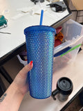 Blue Diamond Tumbler Cup with Straw