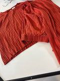 Red Pleated Women's Blouse