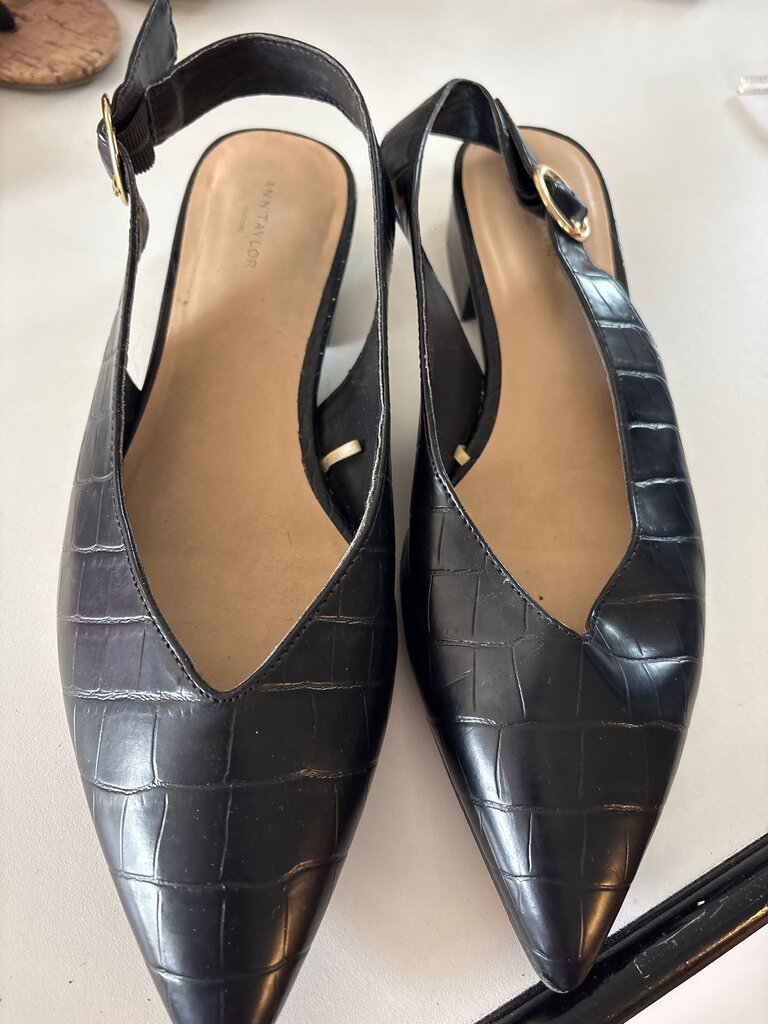 Ann Taylor Black Slingback Heels