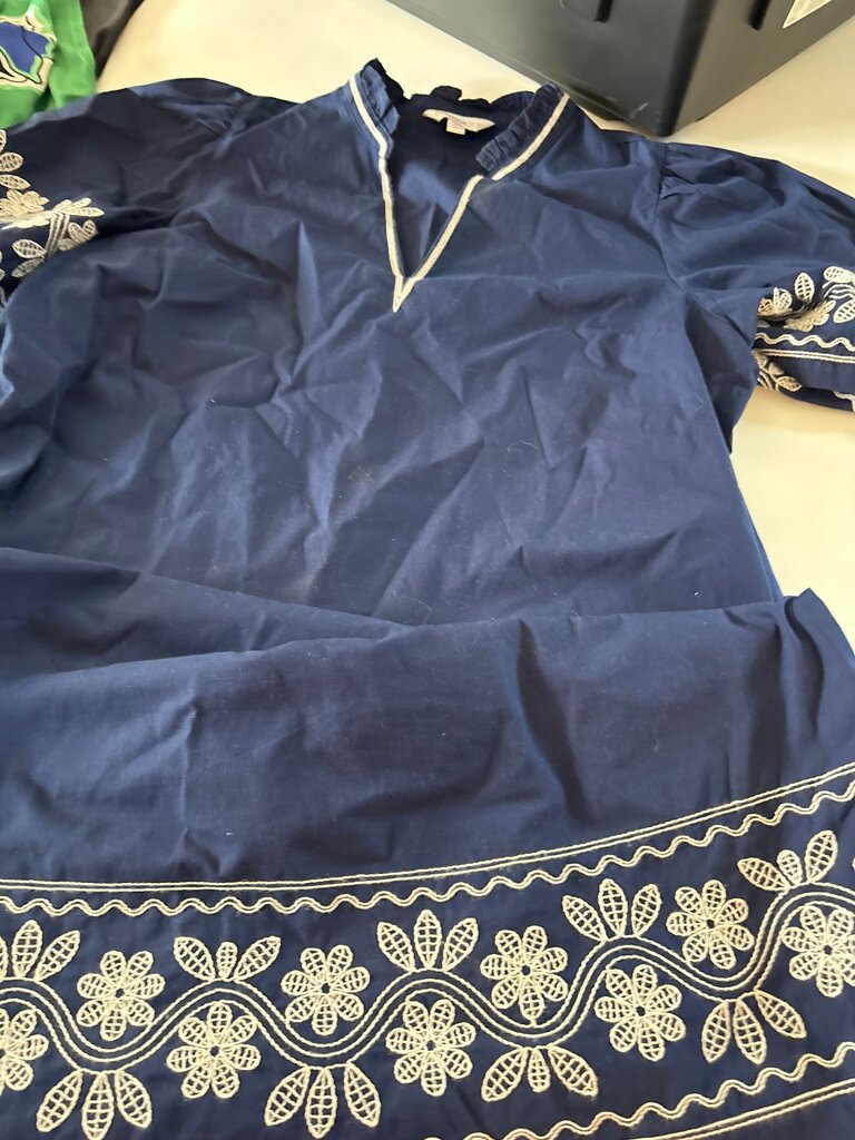 Crown & Ivy Navy Embroidered Tunic