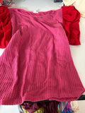 BiBi! Pink Red Puff Sleeve Top