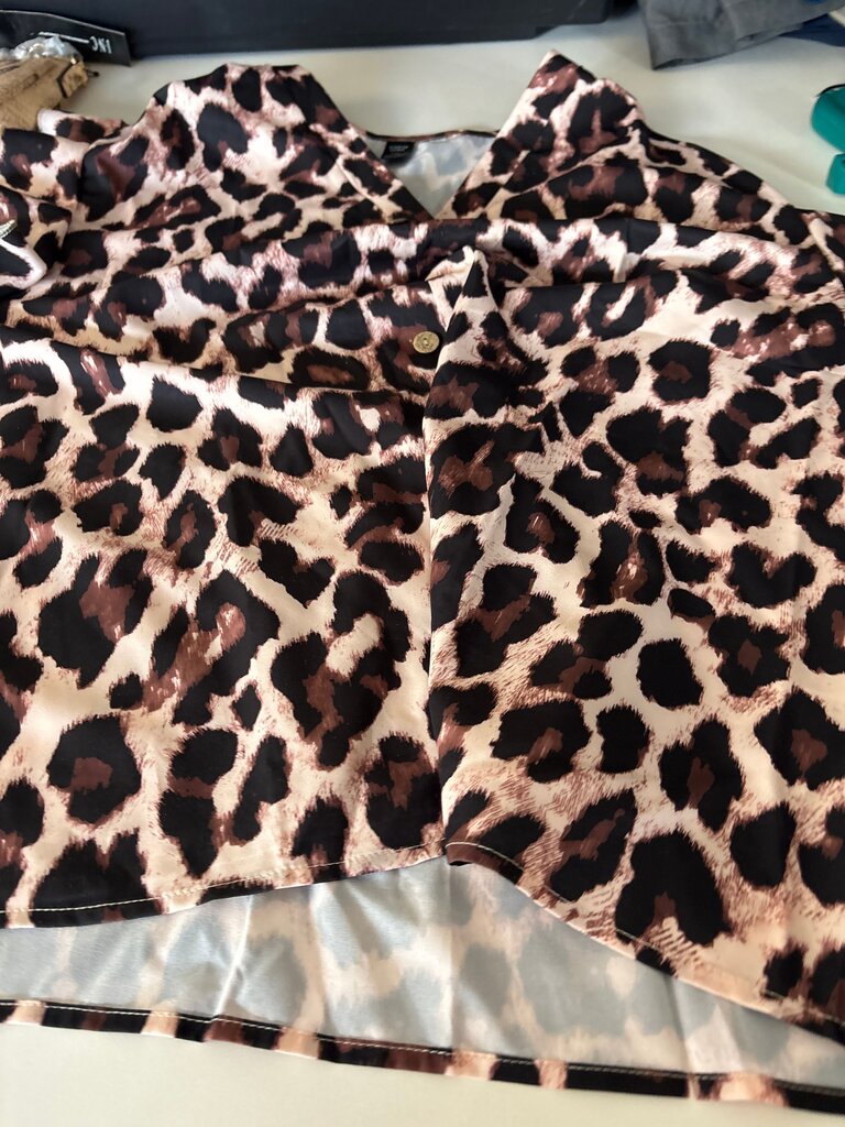 Leopard Print Button-Up Blouse